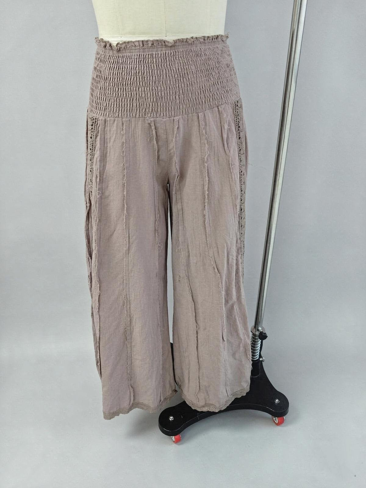 Baumwoll-Hose mit weitem Bein – Boho-Palazzohose mit gerafftem Bund