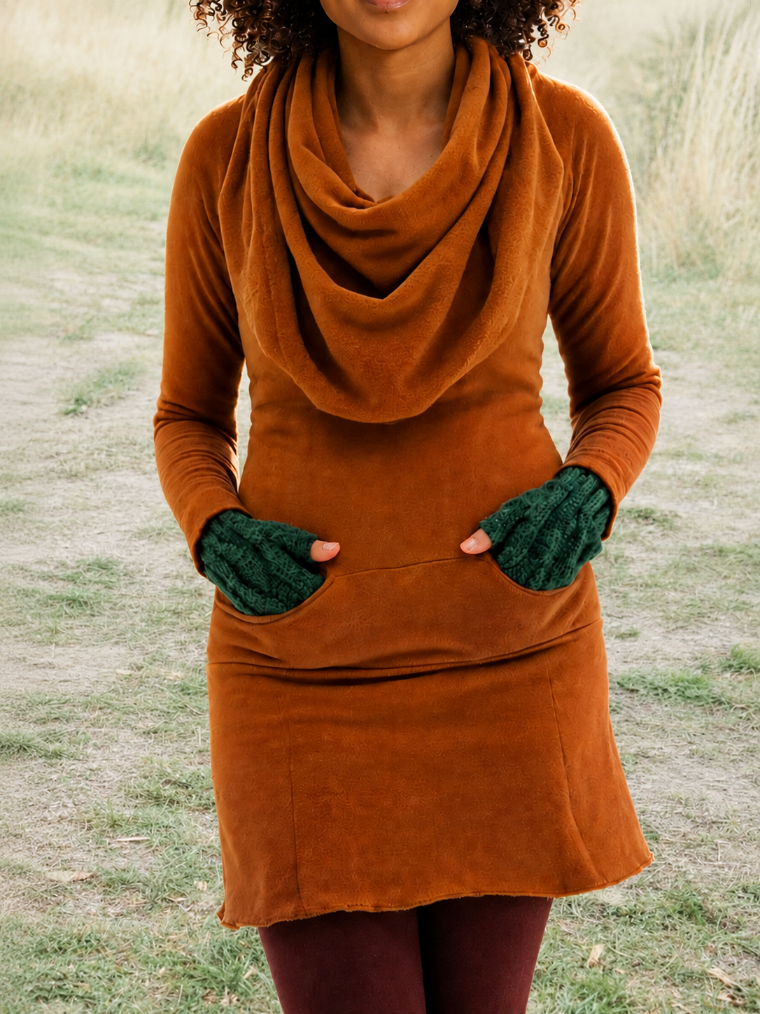 Super-Cowl Darjeeling Minikleid im schlichten Design