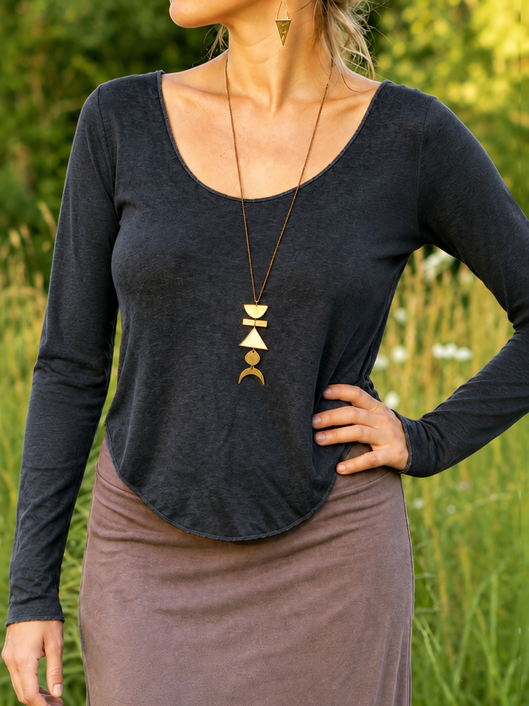 Damen Langarmshirt mit Rundhalsausschnitt