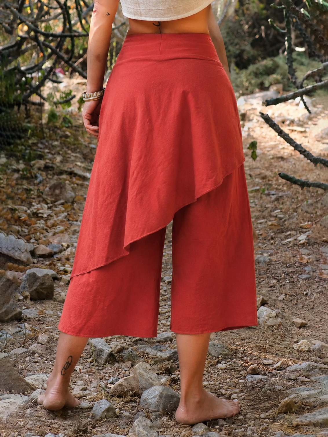 Wickel-Optik Faux-Zweiteiler Cropped Hosenrock