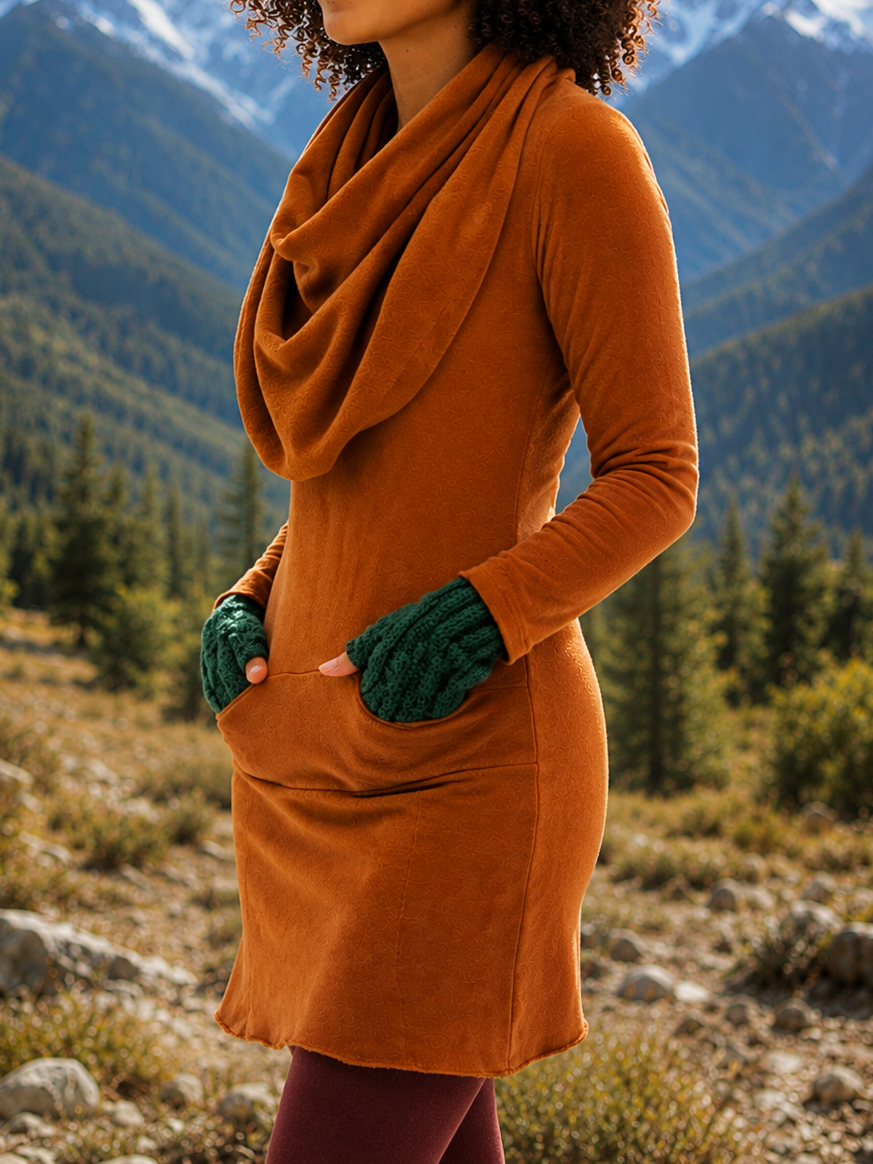 Super-Cowl Darjeeling Minikleid im schlichten Design