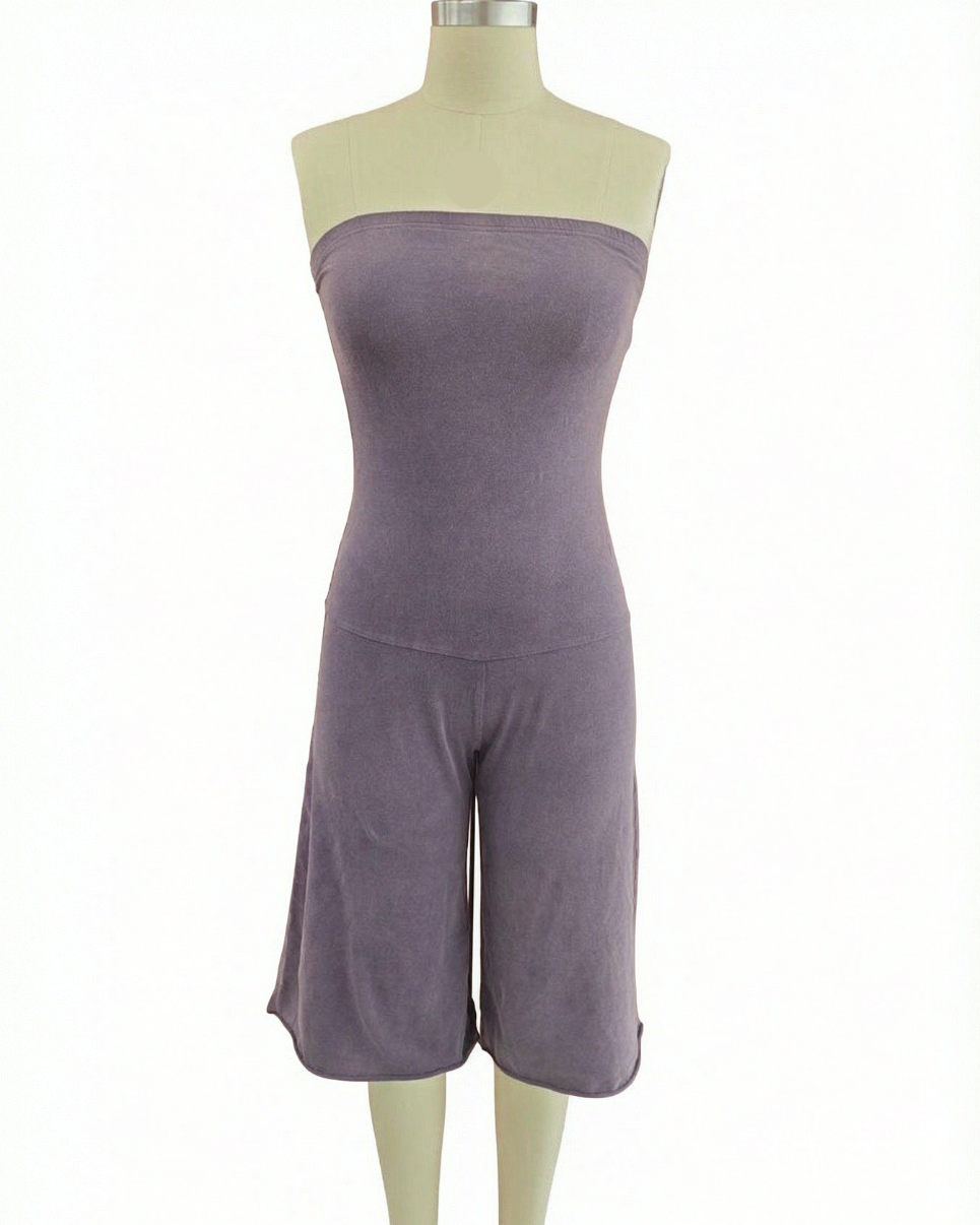Bandeau-Jumpsuit mit taillierendem Bund und weitem Cropped-Bein