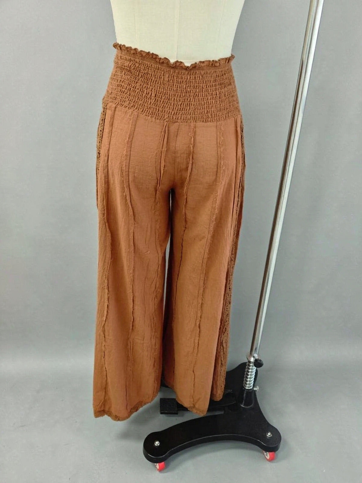 Baumwoll-Hose mit weitem Bein – Boho-Palazzohose mit gerafftem Bund