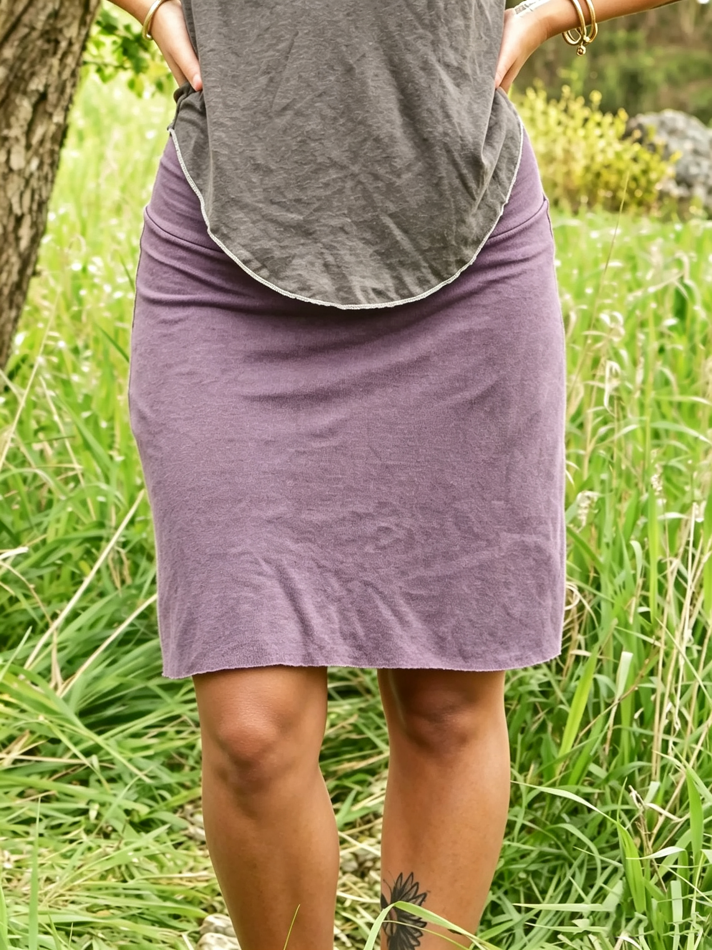 Strick-Minirock mit Umschlagbund und geradem Raw-Edge-Saum