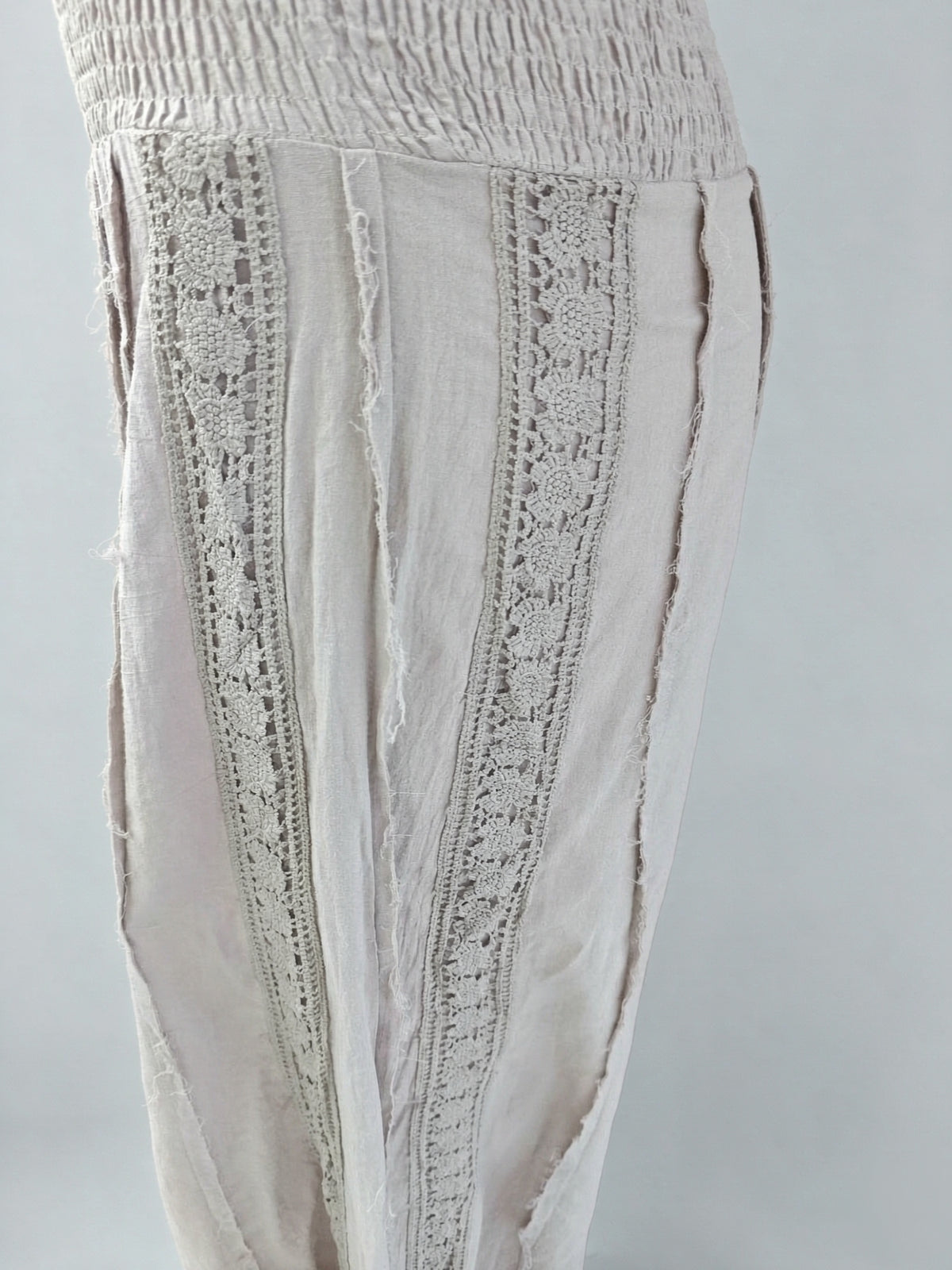 Baumwoll-Hose mit weitem Bein – Boho-Palazzohose mit gerafftem Bund