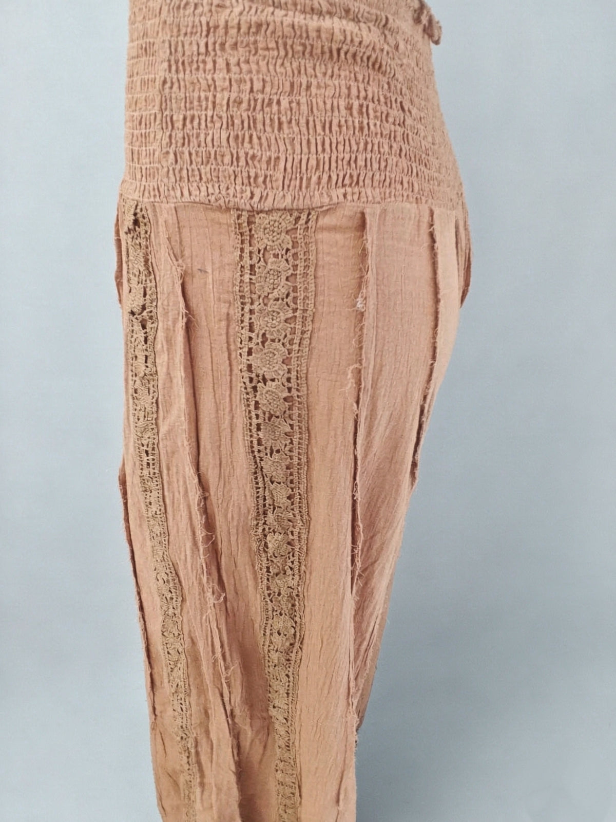 Baumwoll-Hose mit weitem Bein – Boho-Palazzohose mit gerafftem Bund