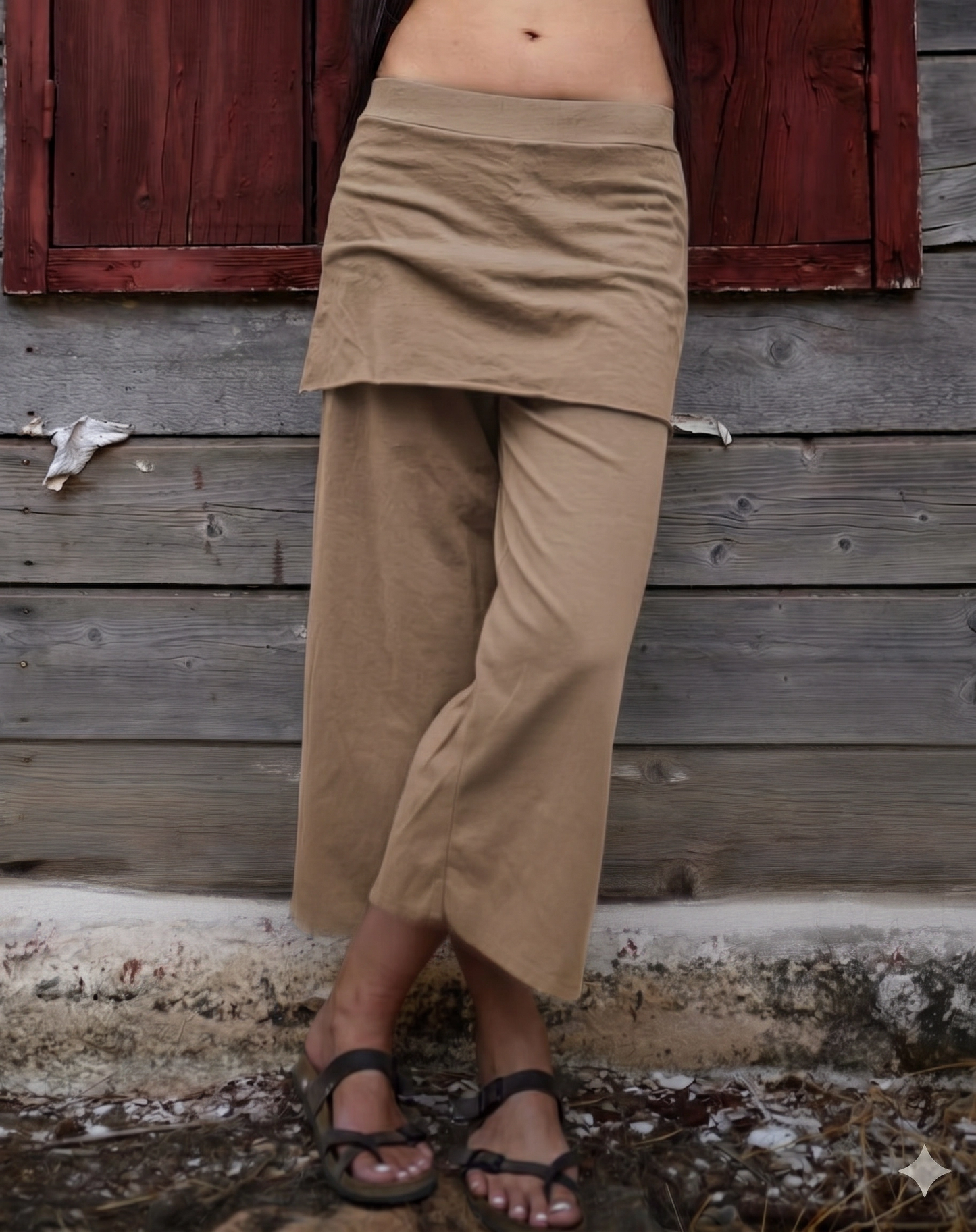 Hanf-Rockhose – Weit geschnittene Hose, Gaucho-Hose, Cropped Yoga Pants