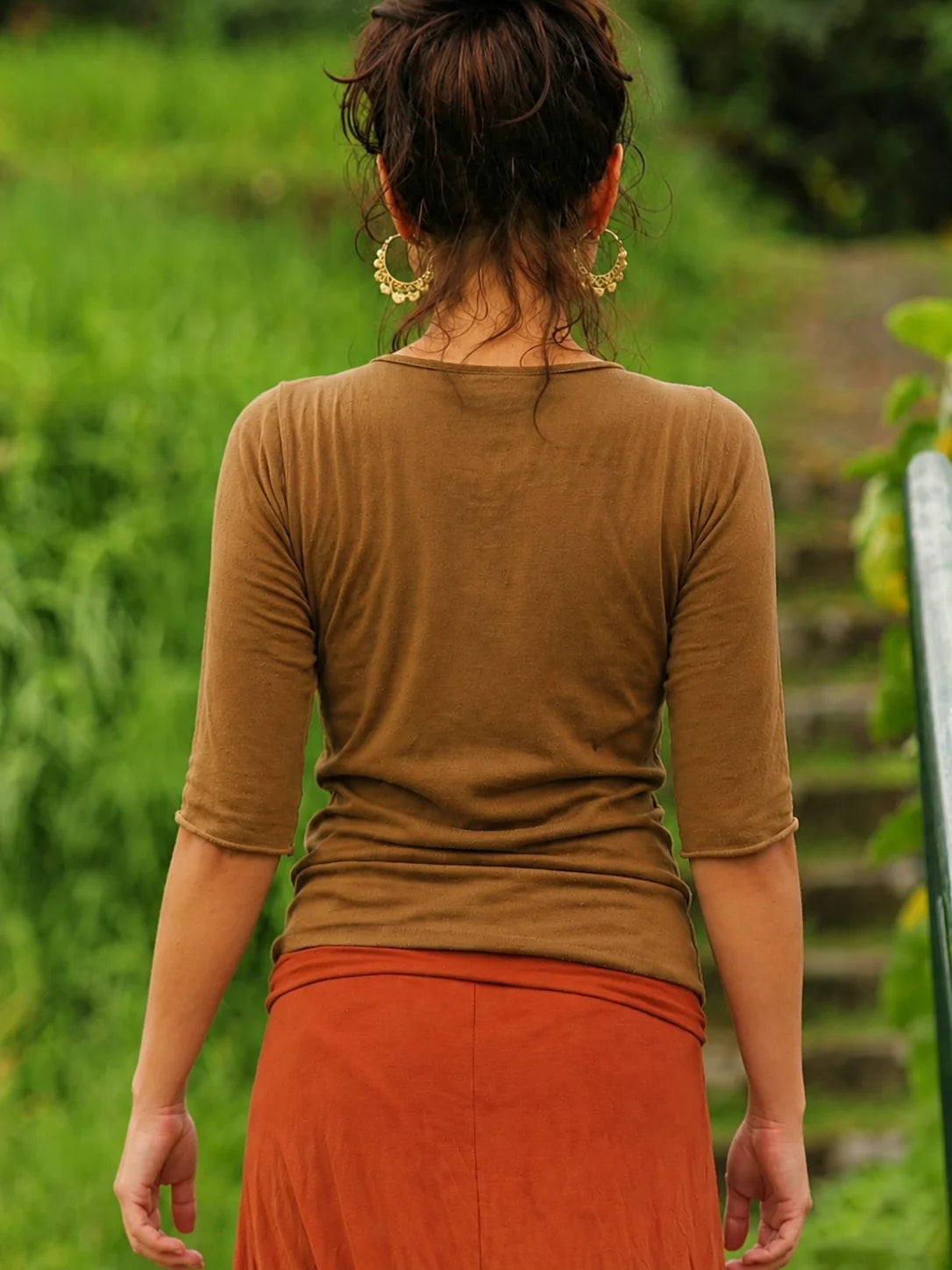 Cowl-Neck-Top mit 3/4-Ärmeln